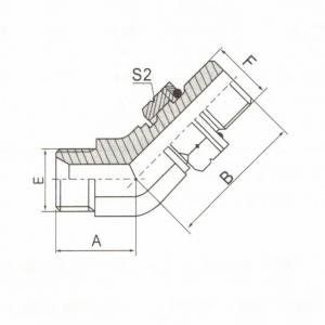 45° Elbow BSP Male 60°  Seat/BSP Male O-Ring Adjustable Stud End