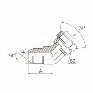 45° Elbow JIC Male 74° Cone Tee/JIC Female 74° Seat