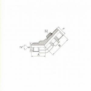 45°  Elbow JIC Male 74°  Cone/Metric Male Adjustable Stud End L-Series ISO 6149-3