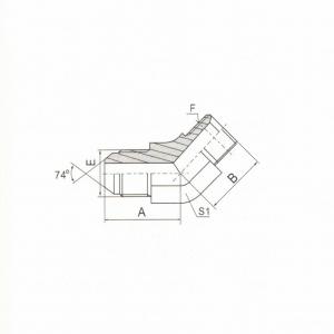 45°  Elbow JIC Male 74°  Cone/NPT Male 