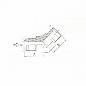 45° Elbow Metric Male 74° Cone/NPT Male