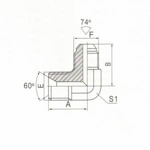 90° Elbow BSP Male 60° Seat/JIC Male 74° Cone