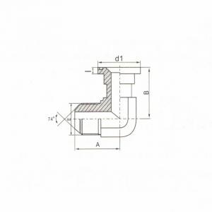 90° Elbow JIC Male 74°  Cone/L-Series Flange ISO 6162-1