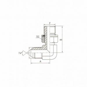 90°  Elbow JIC Male 74°  Cone/Metric Male Adjustable Stud End L-Series ISO 6149-3