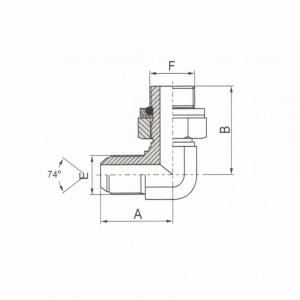 90°  Elbow JIC Male 74°  Cone/Metric Male Adjustable Stud End L-Series ISO 6149-3