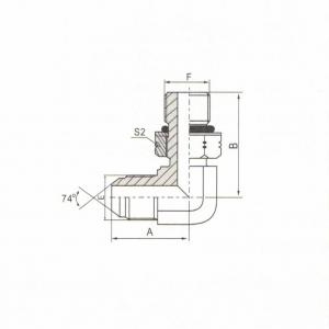 90°  Elbow JIC Male 74°  Cone/SAE O-Ring Boss L-Series ISO 11926-3