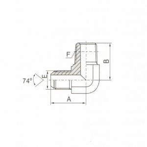90° Elbow Metric Male 74° Cone/BSPT Male