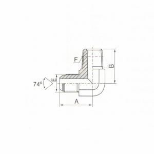 90° Elbow Metric Male 74° Cone/NPT Male