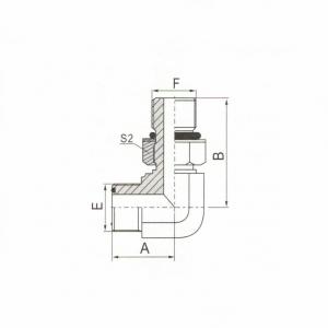 90°  Elbow ORFS Male O-Ring/Metric Male Adjustable Stud End S-Series ISO 6149-2