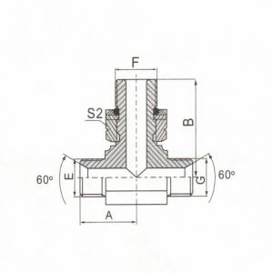 BSP Male 60° Seat/BSP Male O-Ring Adjustable Stud End Branch Tee