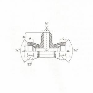 JIC Female 74° Seat/JIC Male 74° Cone Branch Tee