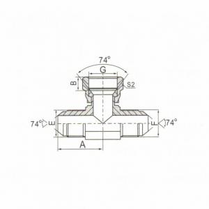 JIC Male 74°  Cone Tee/JIC Female 74° Seat Branch Tee