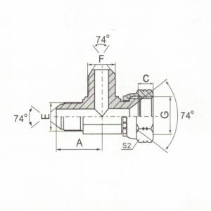 JIC Male 74° Cone Tee/JIC Female 74° Seat Run Tee