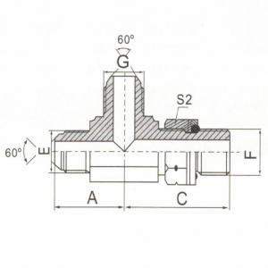 JIS Gas Male 60° Cone/BSP Male O-Ring Adjustable Stud End Run Tee