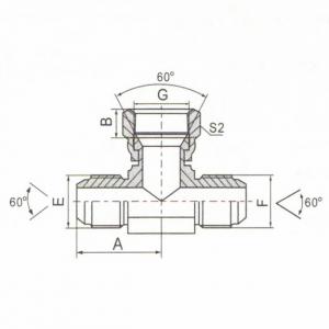 JIS Gas Male 60° Cone/JIS Gas Female 60° Seat Branch Tee