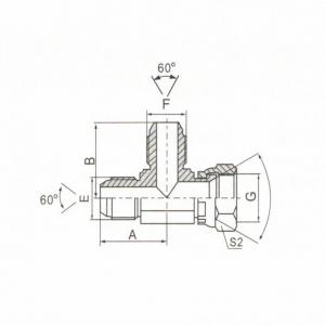 JIS Gas Male 60° Cone/JIS Gas Female 60° Seat Run Tee