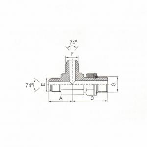 Metric 74°  Cone/Metric Male Adjustable Stud End L-Series ISO 6149-3 Run Tee