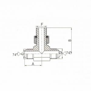 Metric 74°Cone/Metric Male Adjustable Stud End L-Series ISO 6149-3 Branch Tee