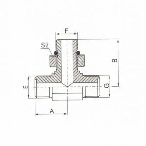 Metric Male O-Ring/Metric Male Adjustable Stud End S-Series ISO 6149-2 Branch Tee